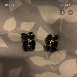 Black floral earrings